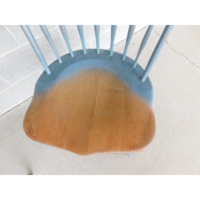 Blue Set of 4 Bow Back High Comb Back Windsor Side Chairs For Sale - Image 8 of 12