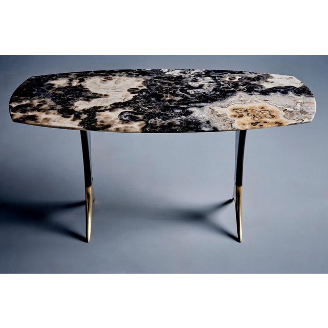 Coffee Table with Polished Onyx Top attributed to Guglielmo Ulrich, 1950s For Sale - Image 3 of 11