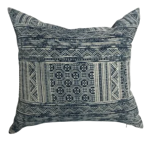 Indigo Hill Tribe Batik Blue & White Cotton Pillow