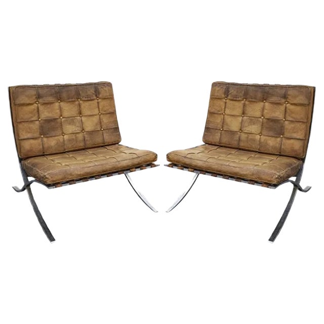 Barcelona Lounge Chairs by Ludwig Mies van der Rohe, 1950s, Set of 2 For Sale