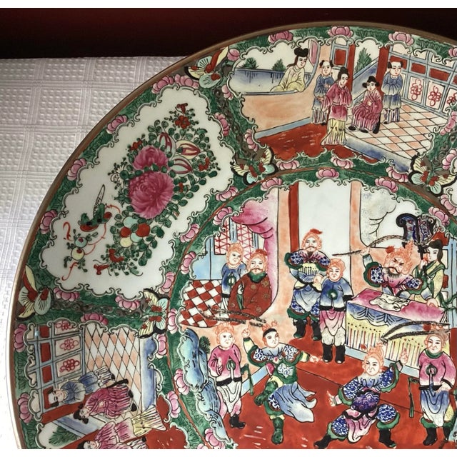 Chinese Antique Chinese Rose Medallion Platter Bowl – Palace Size 18” Wide, Marked For Sale - Image 3 of 11