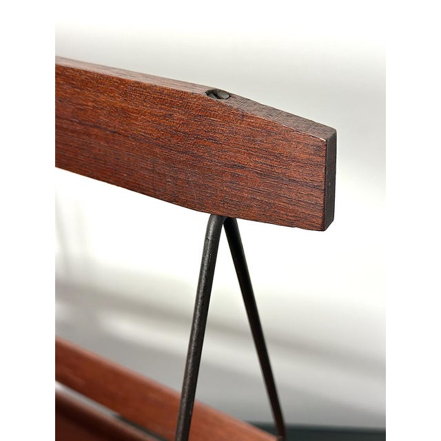 Wood Vintage Italian Wood and Metal Magazine Rack, 1960s For Sale - Image 7 of 9