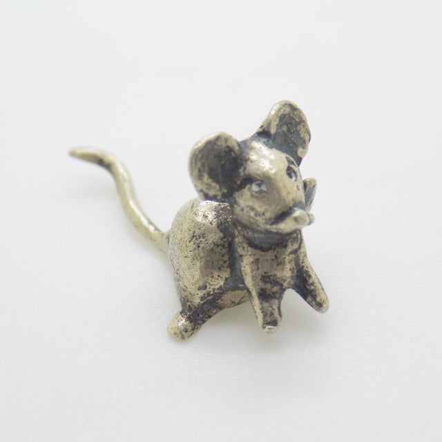 Vintage Italian Handmade Field Mouse Miniature in Silver 800, Florence, 1970s For Sale - Image 12 of 12