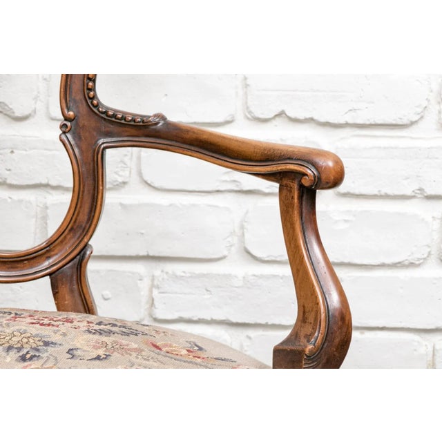 Vintage Regency Style Carved Needlepoint Armchairs- Set of 2 For Sale - Image 11 of 12