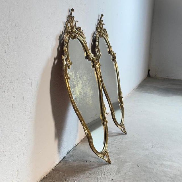 Louis XVI Style Florentine Brass Mirrors, 1890, Set of 2 For Sale - Image 4 of 15