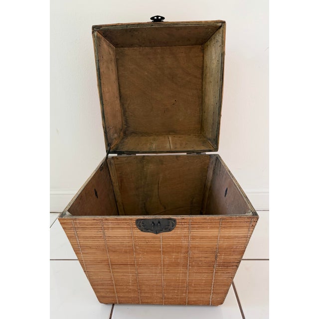 Thick Bamboo and Pencil Reed Lidded Box For Sale - Image 9 of 10