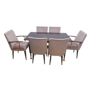 Mid-Century Table and Chairs, 1960s-1970s, Set of 7 For Sale