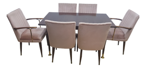 Mid-Century Table and Chairs, 1960s-1970s, Set of 7