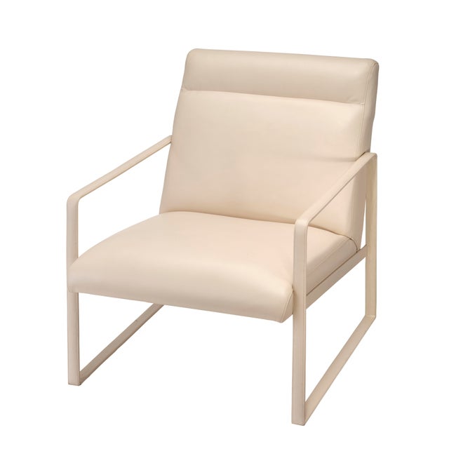 Hemingway Accent Chair, Cream Leather For Sale - Image 9 of 9
