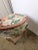 Vintage French Style Vanity Swivel Chair With Chintz Upholstery and Painted Coral and Ivory Frame For Sale - Image 4 of 5