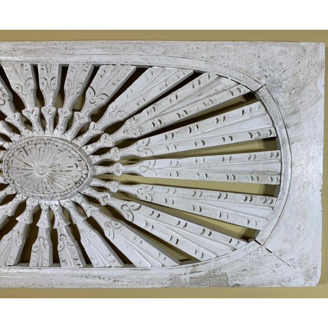 Mid-Century Modern Vintage Hand Carved Sun Burst Architectural Wood Wall Hanging For Sale - Image 3 of 13