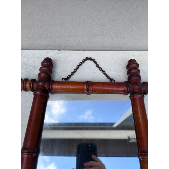 French Small French Faux Bamboo Mirror, Circa 1900 For Sale - Image 3 of 4