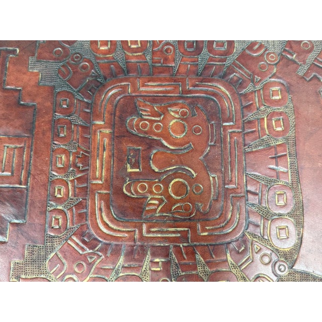 Estudio Taller Corongo Tooled Leather Top Side Tables, Vintage For Sale In San Francisco - Image 6 of 12