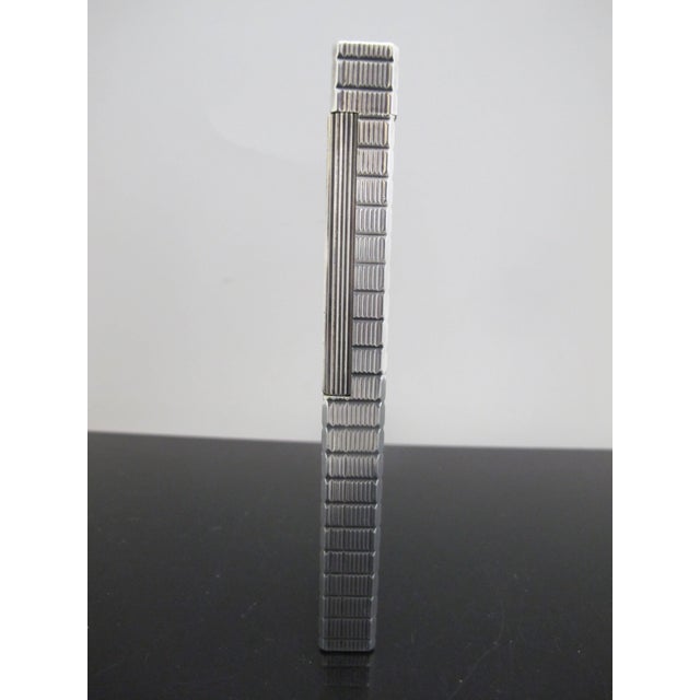 Art Deco Elegant St Dupont France Silverplate Skyscraper Ligne 1 Long Cigar Table Lighter For Sale - Image 3 of 10