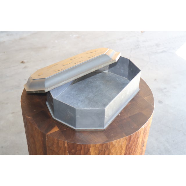 Unique English Antique Pewter and Brass Box For Sale - Image 18 of 18