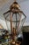 Beautiful antique brass and glass lantern Lovely patina Good overall condition Formerly electrified (1 bulb) One glass...