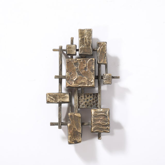 Mid-Century Modern Mid-Century Brutalist Wall Sculptures in Textural Cubist Forms by Syroco For Sale - Image 3 of 12