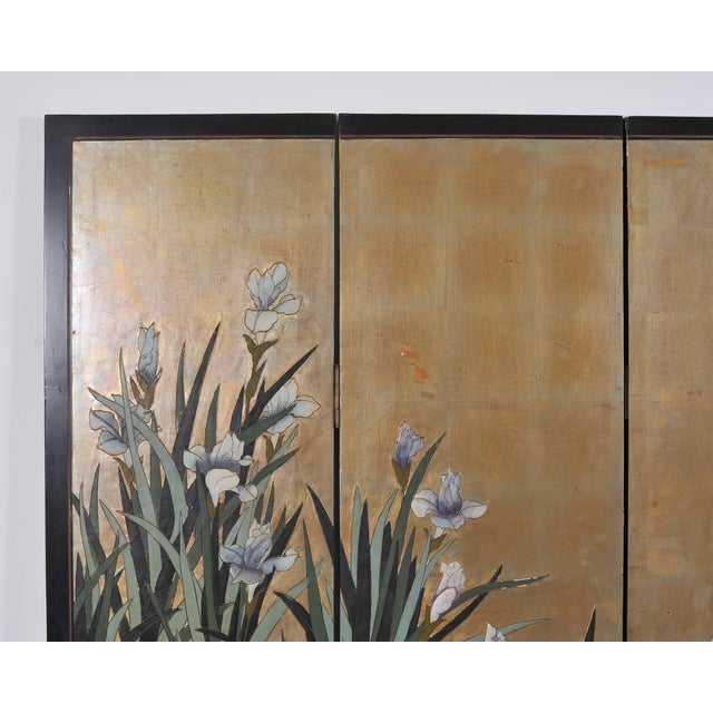 Chinese Export Coromandel Screen After Ogata Korin Irises For Sale - Image 13 of 18