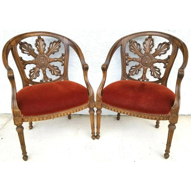 Antique Hand Carved Walnut French Provincial Armchairs - Set of 2 For Sale - Image 13 of 13