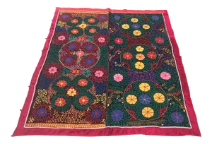 Vintage Suzani Crochet Wall Hanging / Throw - 5'8" x 5'1"