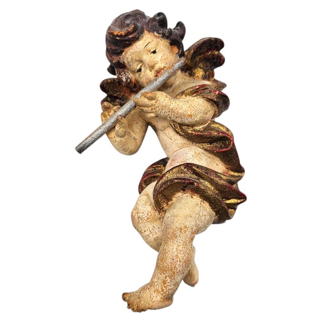 Italian Hand Carved Gilt Wood Putti Wall Sculptures – Set of Three For Sale - Image 4 of 10