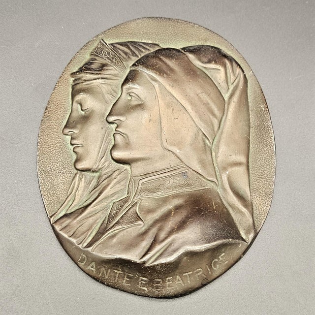 Art Nouveau Bronze Relief of Dante and Beatrice, 1890s For Sale - Image 4 of 4