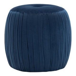 Sommer Navy Velvet Ottoman For Sale