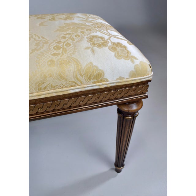 Louis XVI Style Benches After Baker Furniture, Giltwood & Silk, 1960s For Sale - Image 12 of 13