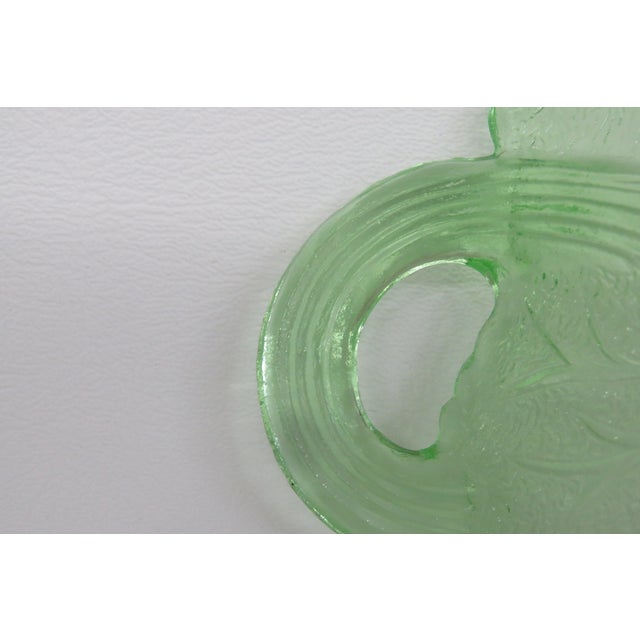 Uranium Glass Cabbage Leaf Candy Server Nappy Dish 4571b For Sale - Image 14 of 17