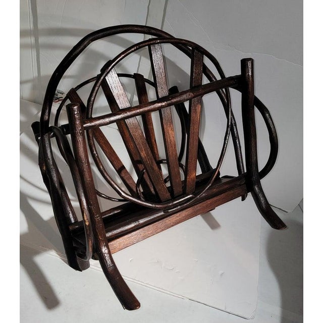 Rustic Amish Hickory Magazine Rack For Sale - Image 3 of 7
