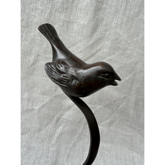 1980s Vintage Bronze Birds on a Branch Marble Base Sculpture For Sale - Image 5 of 14