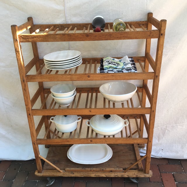Vintage Industrial Wooden Bakers Rack Chairish