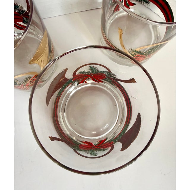 Metal Set of 8 Culver “Yule Horn” Holiday Lowball Glasses With 22k Gold Trim For Sale - Image 7 of 7