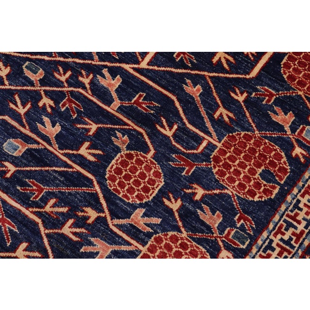 Textile Bohemian Super Kazak Blue/Red Wool Rug - 7'0'' X 7'8'' For Sale - Image 7 of 10