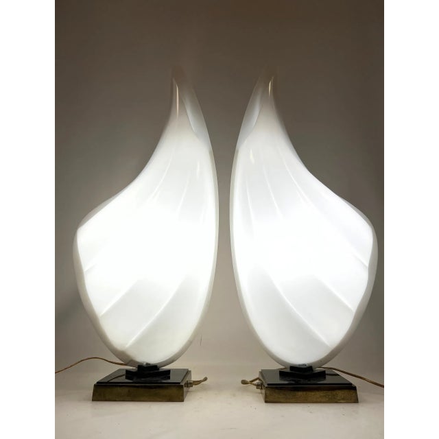 Two-Tone Rougier Clam Shell Acrylic Table Lamps - A Pair For Sale - Image 9 of 15