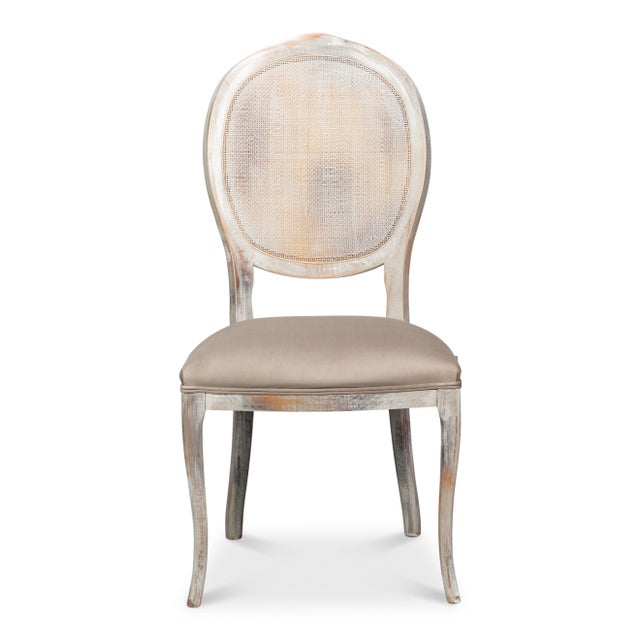 Louis XV Cane Back Dining Chairs in Gray with Taupe Seats, Sets of 2 For Sale - Image 4 of 11
