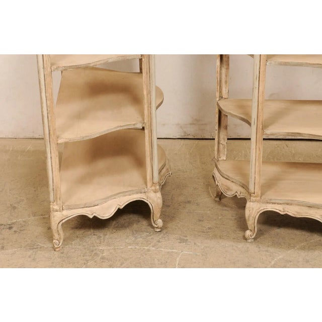 Beige Mid 20th Century French Pair Bow-Front Painted Open Shelves For Sale - Image 8 of 11