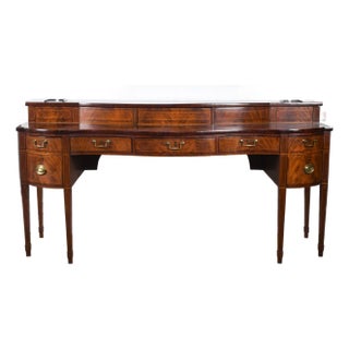 English Flame Mahogany Serpentine Sideboard With Satinwood Inlay, Late 18thC / Early 19thC For Sale