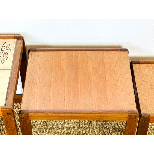 Vintage Nesting Table in Teak and Ceramic, 1960s, Set of 3 For Sale - Image 10 of 13