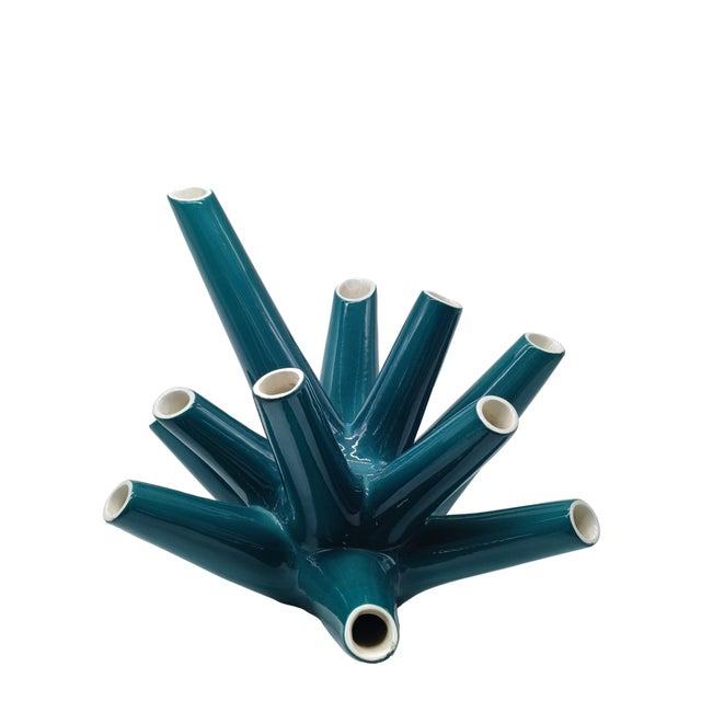 Vibi Torino Green Ceramic Multi-Flower Vase, Italy, 1960s For Sale - Image 4 of 6