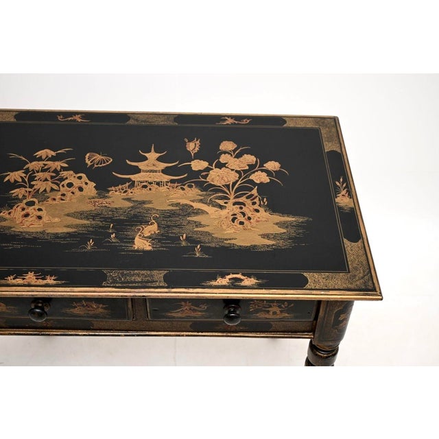 Black Antique Victorian Chinoiserie Lacquered Side Table, 1850s For Sale - Image 8 of 13