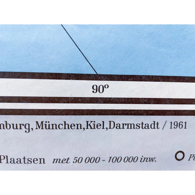 Sky Blue Mid-Century Dutch Topographical Wall Map of Australia and Oceania on Linen For Sale - Image 8 of 13