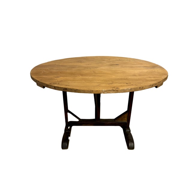 Vintage French Oak Wine Tasting Table For Sale In Los Angeles - Image 6 of 9