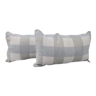 Summer Classics Plaid Chambray Outdoor Pillows - Set of 2 For Sale