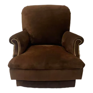 French Rolled Arm Chair in Chocolate Suede Fabric