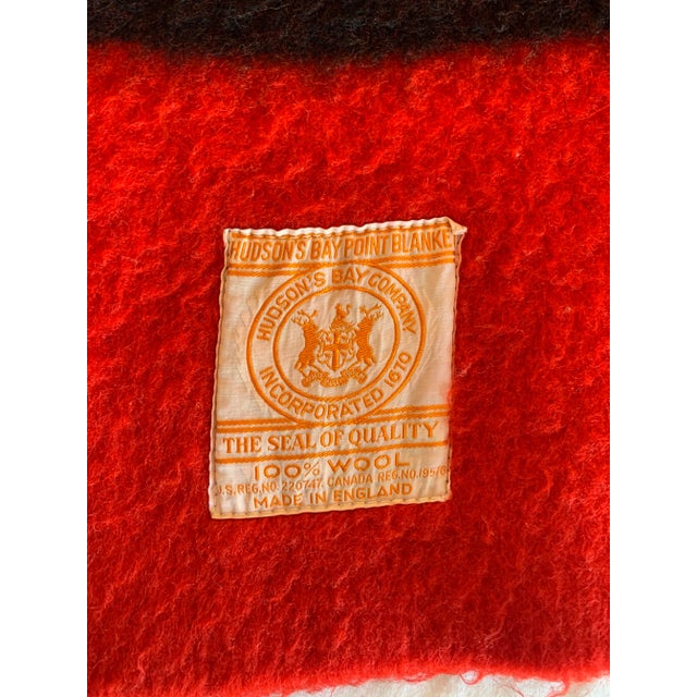 1950s 1950s Hudson Bay Four Point Red Wool Blanket England For Sale - Image 5 of 10