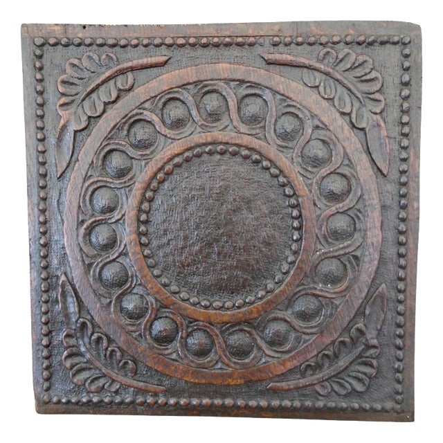 Antique 17th Century Carved Oak Panel, 1680 For Sale