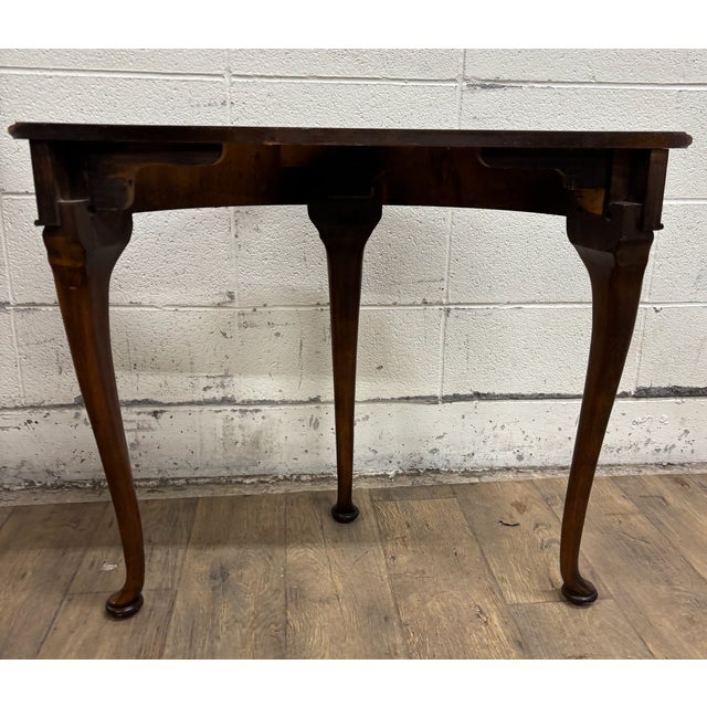 Vintage Queen Anne Style Half Moon Demilune Entry Hall Table Console For Sale - Image 11 of 12