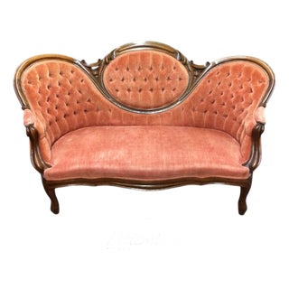 Victorian Settee, Cameo Back Loveseat For Sale