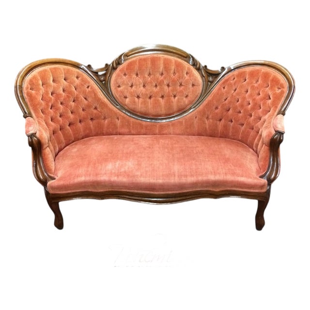 Victorian Settee, Cameo Back Loveseat For Sale